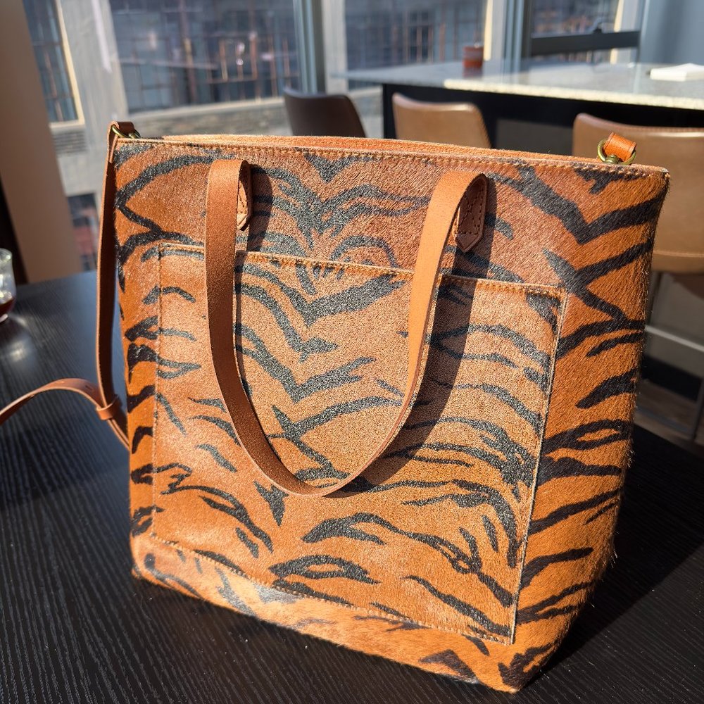 Madewell The Medium Transport Tote Calf Hair Tiger Print new with tags